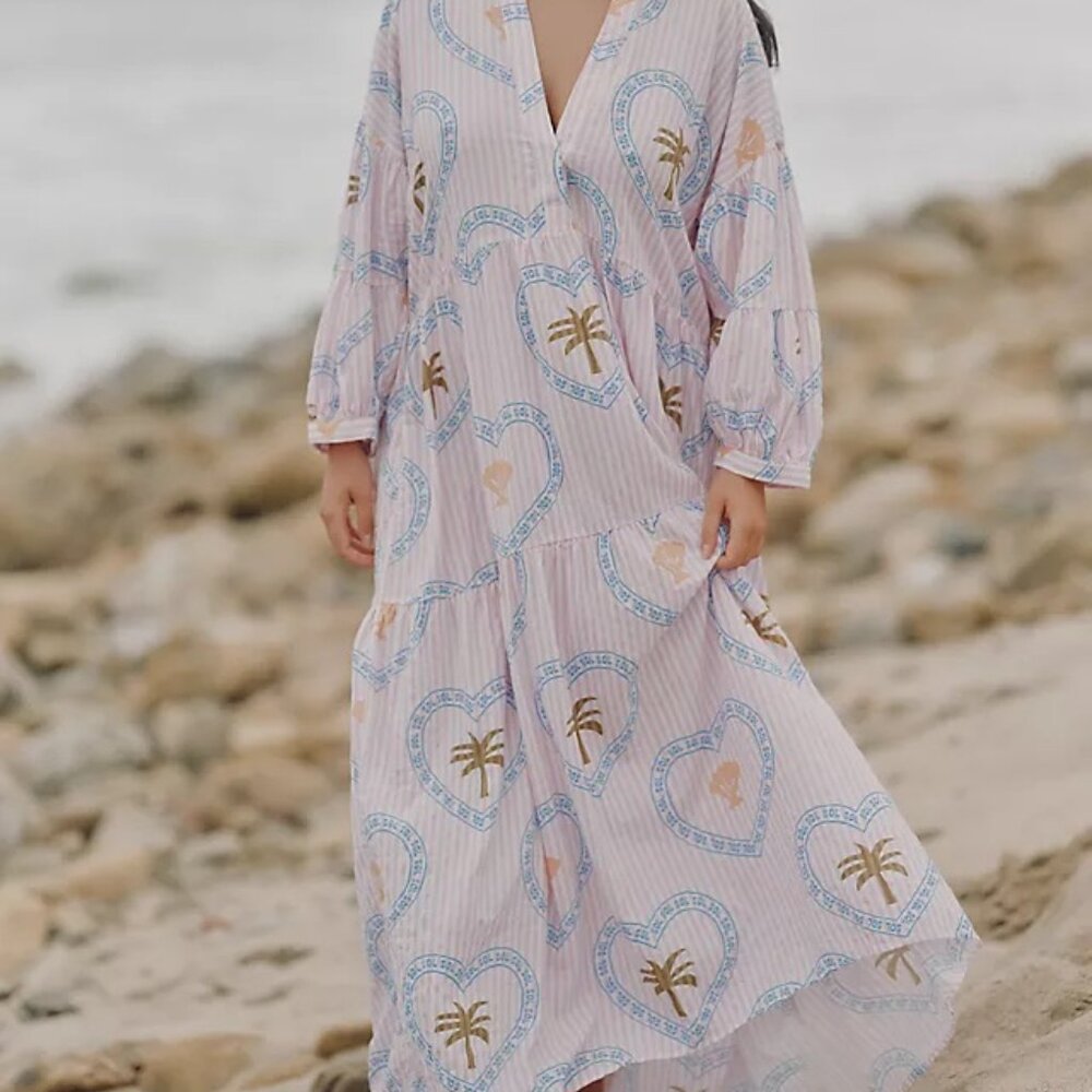 NWT Anthropologie Celandine The Carolita Printed Tiered Shirt Dress, Size L - Picture 3 of 6